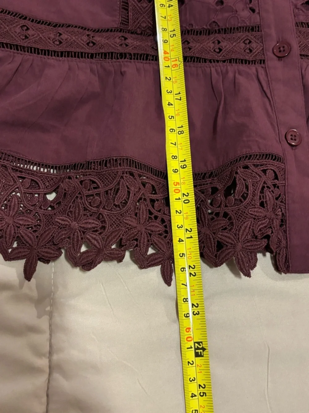Anthropologie Sleeveless High-Neck Lace-Inset Blouse | Eyelet Button-Front Top - Picture 12 of 12